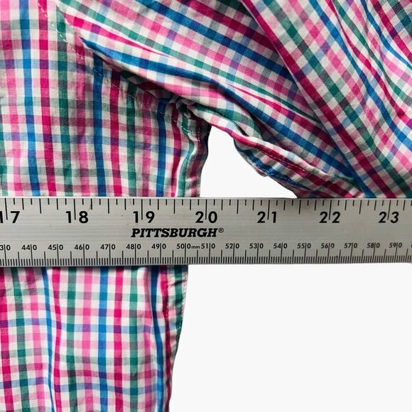 Dsquared2 Button Up Shirt Cotton Plaid Pink Blue Green Men’s Size 48 - Picture 5 of 9